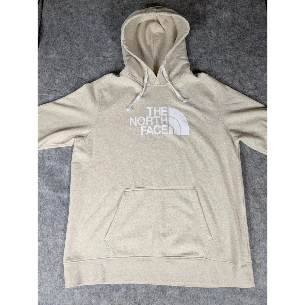 The North Face Mens Half Dome Pullover Hoodie‎ Oatmeal Heather Tan Logo XL